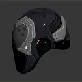 Weapon Tactical Helmet With Black Metallic Design And Futuristic Combat Reflective Surface