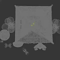 Beige Kids Tent With Brown White Balloons Teddy Bears And Window Design