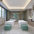 Luxurious SPA Sauna Room Interior with Massage Beds Wooden Decor and Natural Light