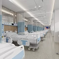 Modern Hospital Outpatient Ward With Beds Partitions And Ceiling Lights