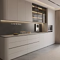 Modern Luxury White Sideboard With Embedded LED Light Glass Wine Cabinet And Built In Appliances