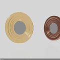Round Gold and Copper Mirrors with Concentric Circle Texture Reflecting Building Arches Windows White Background 3d model