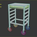 White Utility Cart with Four Wheels Multiple Shelves Sturdy Frame and Flat Top 3d model