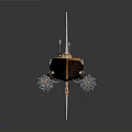 Detailed Steampunk Wooden Boat Model With Yellow Chimney Mast And Side Propellers