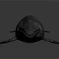 Detailed 3D Whale Model with Red and White Spots on Its Body Against Dark Background