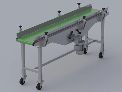 Adjustable Metal Frame Desk With Green Desktop And Rolling Wheels 3d model