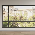 modern floor-to-ceiling windows 3d model