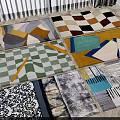 Various Square Rugs Featuring Geometric Abstract Patterns And Bright Color Combinations 3d model