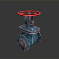 Industrial Valve With Blue Body And Red Handwheel For Industrial Systems