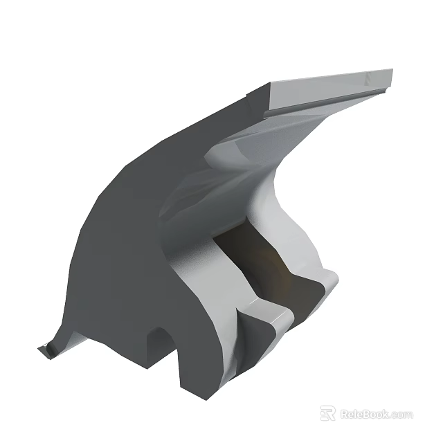 Gray 3D Mechanical Part Model with Curved Structure and Internal Grooves 3d model