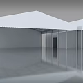 Modern White Tent Structure With Glass Doors And Reflective Floor Surface 3d model