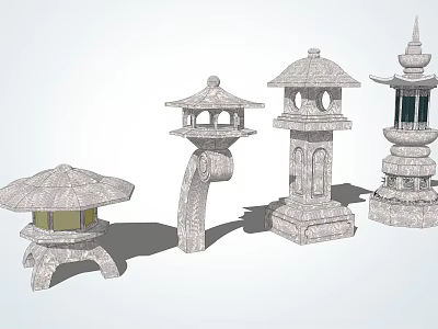 Outdoor Lights Traditional Stone Lantern Design Various Styles For Garden Decoration 3d model