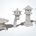 Chinese landscape lamp Zen stone lamp 3d model