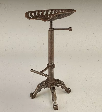 Industrial Style Metal Bar Stool With Adjustable Lever And Multi Legged Base Design 3d model