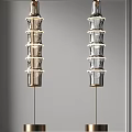 Two Modern Transparent Floor Lamps With Layered Glass Design And Gold Base