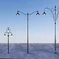 Outdoor Lights Decorative Metal Street Lamps with Curved Arms and Glass Shades