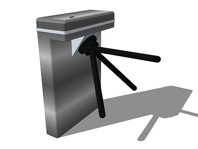 Public Facility Metal Turnstile With Three Black Arms For Access Control 3d model