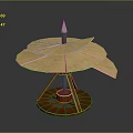 Decorative Wooden Furniture Featuring Multiple Rotating Layers Sturdy Pillar And Circular Base