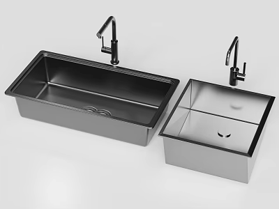Black Stainless Steel Kitchen Sinks With Modern Faucets For Home Kitchen Use 3d model