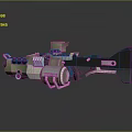 Futuristic Sci Fi Weapon 3D Model With Green Black Color Mechanical Design