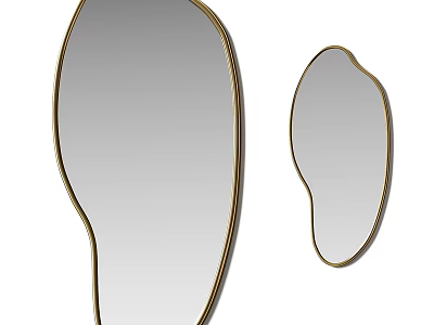 Modern Decorative Irregular Shaped Mirrors With Gold Frame In Different Sizes 3d model
