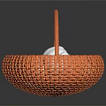 Orange Woven Basket Filled With White Eggs On Dark Surface