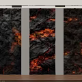 Decorative Background Wall with Lava Inspired Black Red Orange Textures and Wavy Artistic Design
