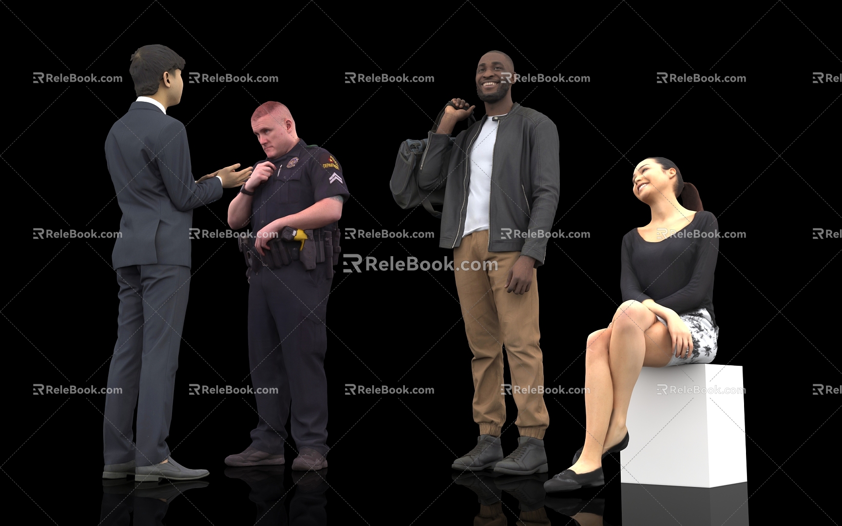 Character Scene Woman Man Model COS Role Play Child Many People Call to Watch Mobile Phone Computer Standing Sitting Professional Passer- 3d model