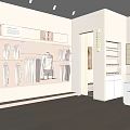 Modern Clothing Store Interior With Fashion Displays Hanging Apparel And Shoes