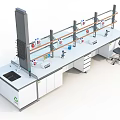 Modern Laboratory Interior With Lab Bench Shelves Cabinets And Scientific Equipment