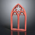 Ornate Red Gothic Style Decorative Window Frame For Furniture Home Decoration