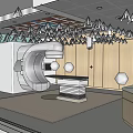 Hospital Outpatient Clinic With CT Scanner Medical Equipment And Wooden Walls In Modern Interior