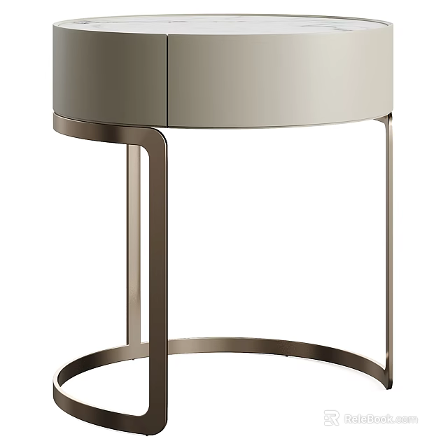Modern Bedside Table Interior Design With Metal Frame And Storage Drawer 3d model 