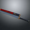 Traditional Decorative Sword with Silver Blade Red Scabbard Black Handle and Golden Ornaments