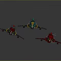 Colorful Sci Fi Spacecraft Models With Red Green And Blue Designs For Cosmic Exploration