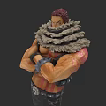 Collectible Figure With Purple Hair Layered Gray Scarf Crossed Arms Metal Handcuffs And Red Striped