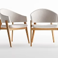 Two Modern Minimalist Dining Chairs with Light Gray Fabric Seats and Wooden Legs