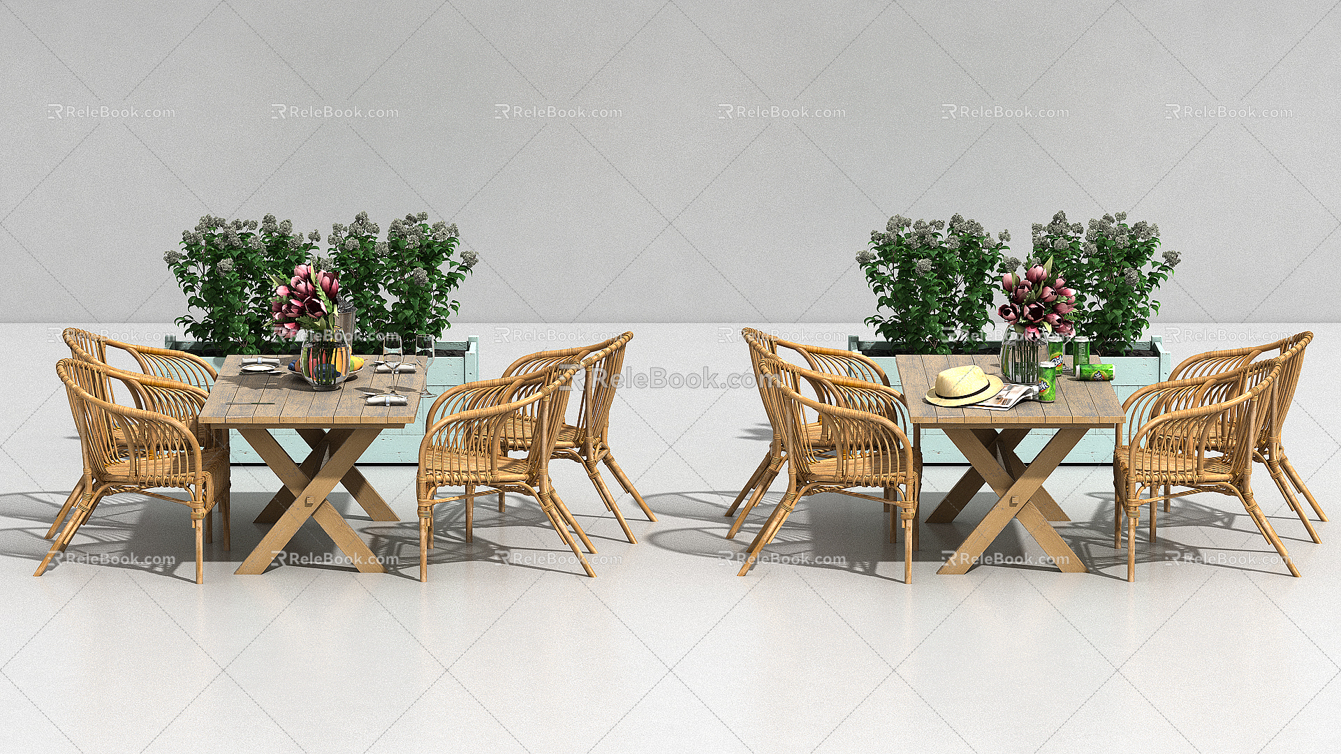 Modern outdoor table and chair outdoor seat combination model