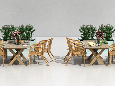 Modern outdoor table and chair outdoor seat combination model