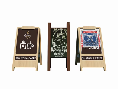 Unique Cafe Advertising Boards With Different Themes And Creative Designs 3d model