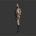 Fashionable Woman Wearing Colorful Printed Coat Leopard Print Shorts Knee High Socks And Boots