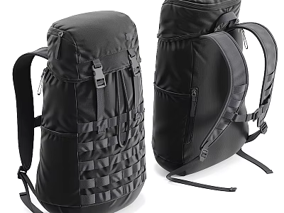 Black Tactical Backpack With Straps And Buckles Design 3d model