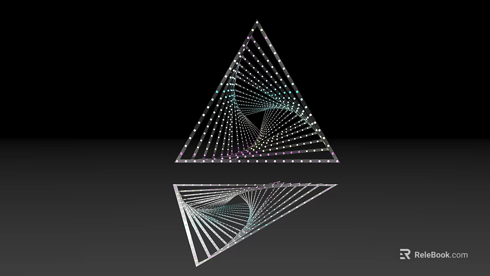 Symmetrical Geometric Triangle Design With Intricate Lines Dots And Reflection 3d model 