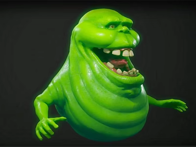 Green Slime Like Game Movie Character With Open Mouth Sharp Teeth And Fantasy Look 3d model