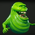 Green Slime Like Game Movie Character With Open Mouth Sharp Teeth And Fantasy Look