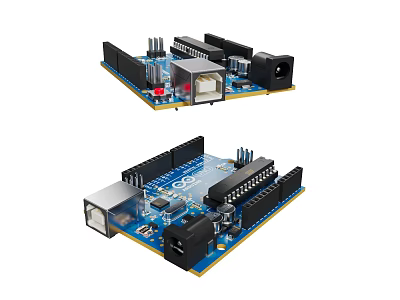 Two Layer Electronic Development Circuit Boards With USB Ethernet Ports And Pin Connectors 3d model