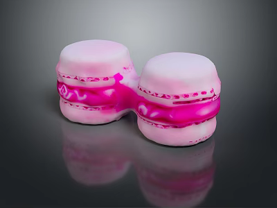 Two Pink Macarons Connected With Sweet Pink Filling And Smooth Icing Surface 3d model
