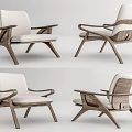 Modern Accent Chair With Wooden Frame White Cushion And Contemporary Structural Design