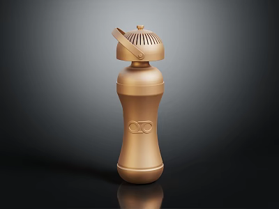 Sleek Golden Daily Living Bottle With Perforated Lid And OCO Logo 3d model