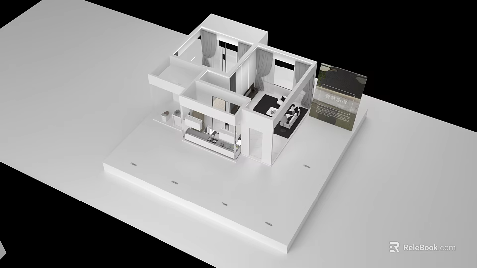 Modern Commercial Equipment Layout In Architectural Model With Interior Design Elements 3d model 